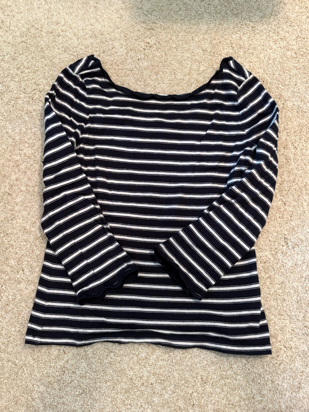 Striped Long Sleeve Top - Navy & White